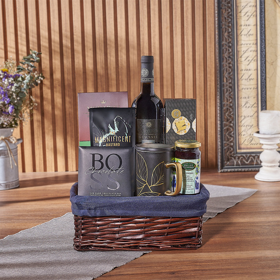 Elevate your Hanukkah festivities with the Happy Hanukkah Wine Gift Basket from Vancouver Baskets - Vancouver Delivery