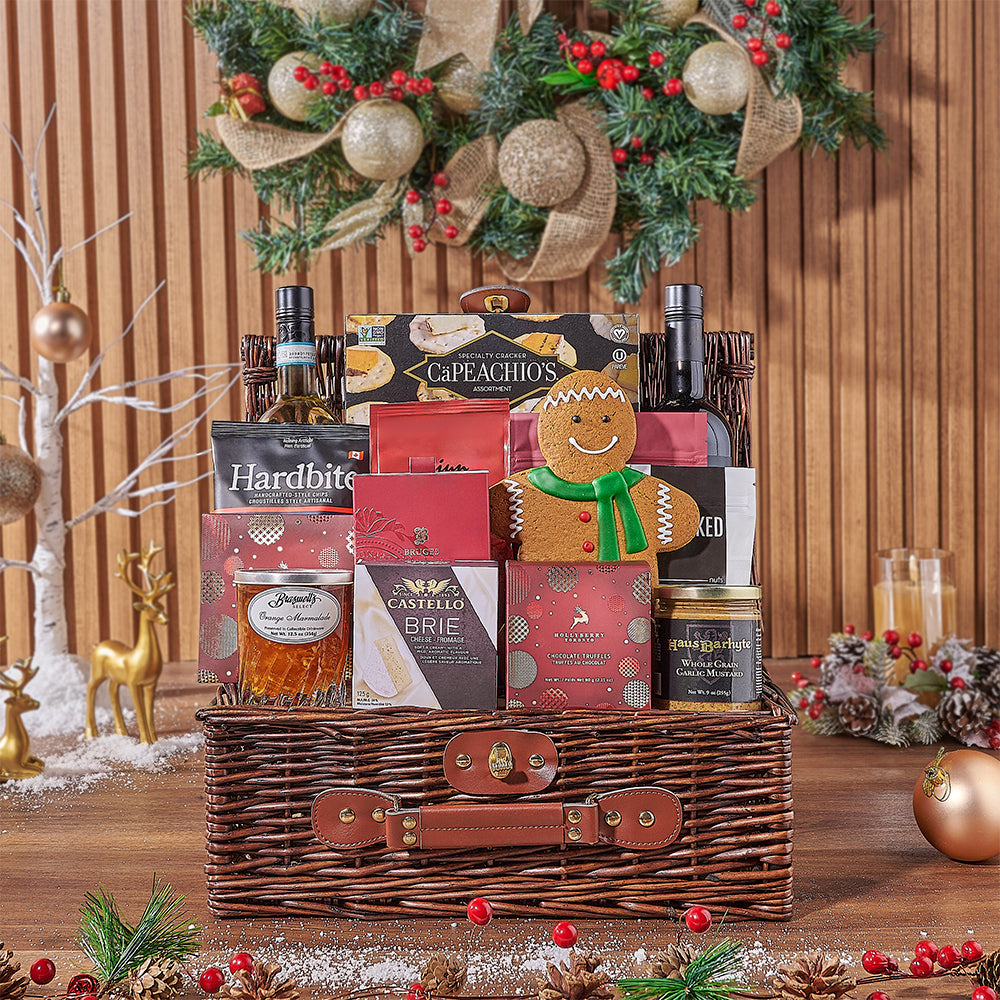 Ample Holiday Wine &amp; Treats Basket, christmas gift, christmas, wine gift, wine, holiday gift, holiday, Vancouver delivery