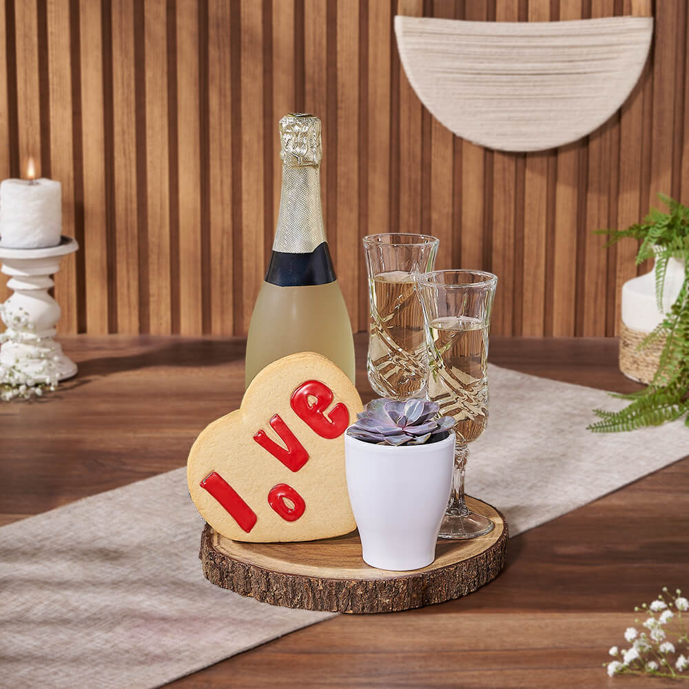 Sparkling Wine and Succulent Gift Basket – how the gift is presented