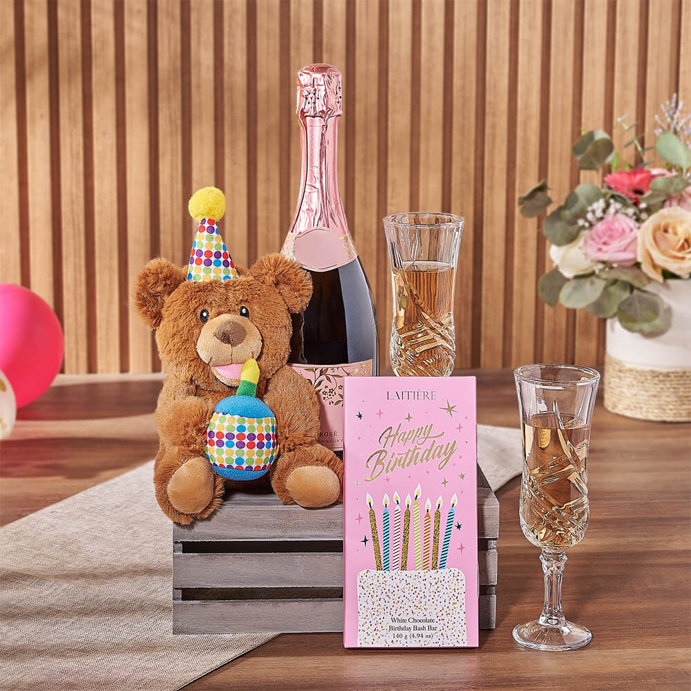 Birthday Bear &amp; Champagne Gift Crate, champagne gift, champagne, birthday gift, birthday, Vancouver delivery