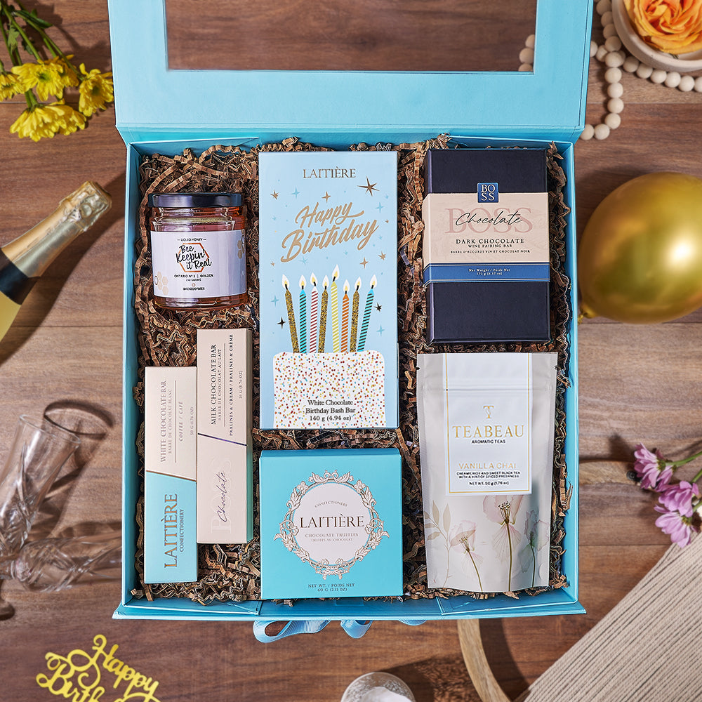 Birthday Chocolate &amp; Chai Gift Box, chocolate gift, chocolate, birthday gift, birthday, tea gift, tea, Vancouver delivery