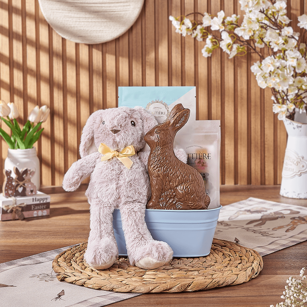 Blue Easter Bunny Gift Basket, chocolate gift, chocolate, easter gift, easter, Vancouver delivery