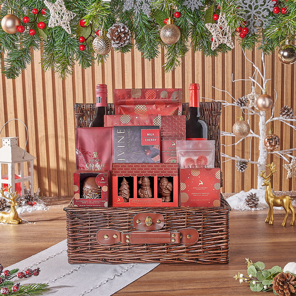 Holiday Wine Gift Basket with Popcorn – how the gift is presented