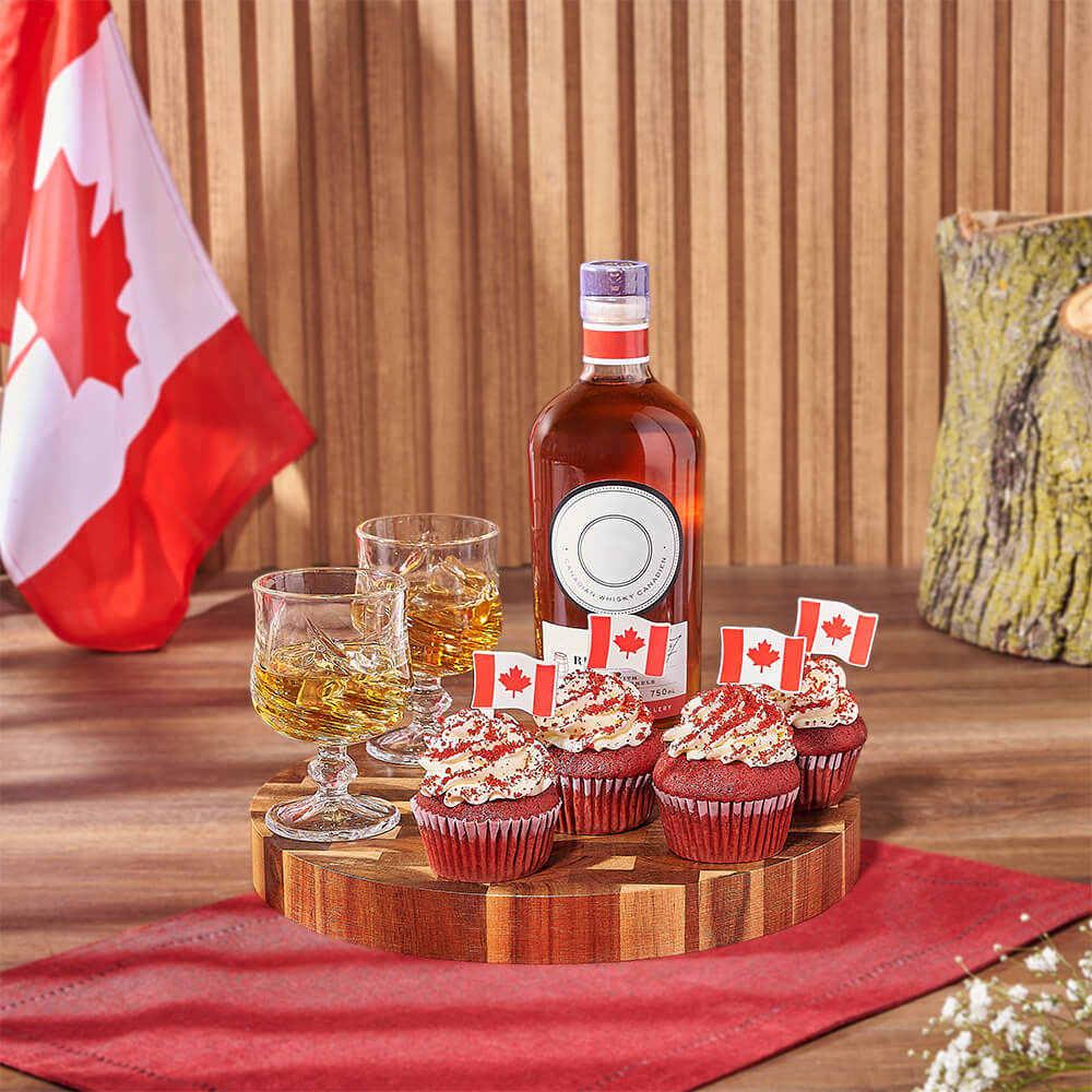 Canada Day Spirits &amp; Cupcake Gift Board, canada day gift, canada day, liquor gift, liquor, cupcake gift, cupcake, Vancouver delivery