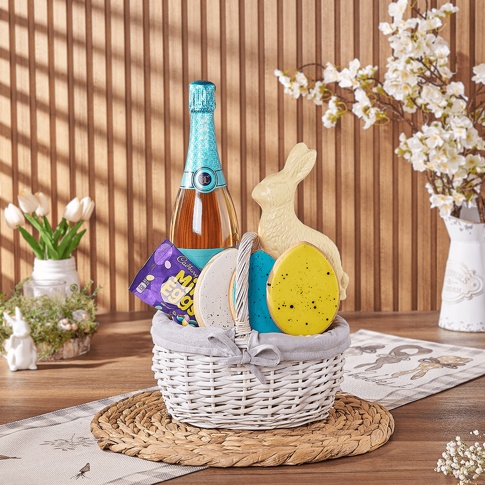 Champagne Easter Basket, easter gift, easter, champagne gift, champagne, sparkling wine gift, sparkling wine, chocolate gift, chocolate, Vancouver delivery