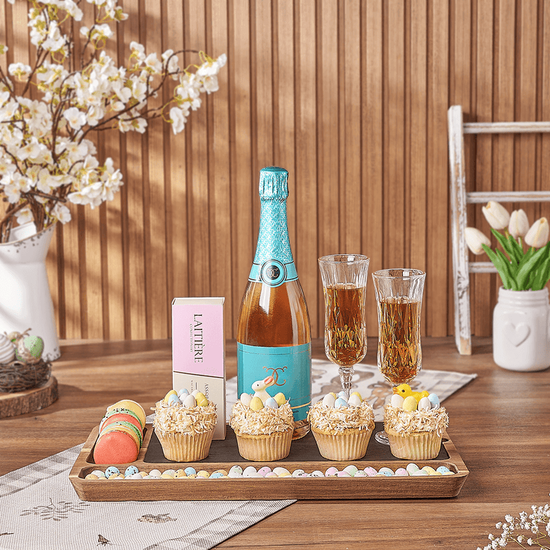 Champagne & Easter Cupcake Serving Gift, sparkling wine gift, sparkling wine, champagne gift, champagne, easter gift, easter, Vancouver delivery
