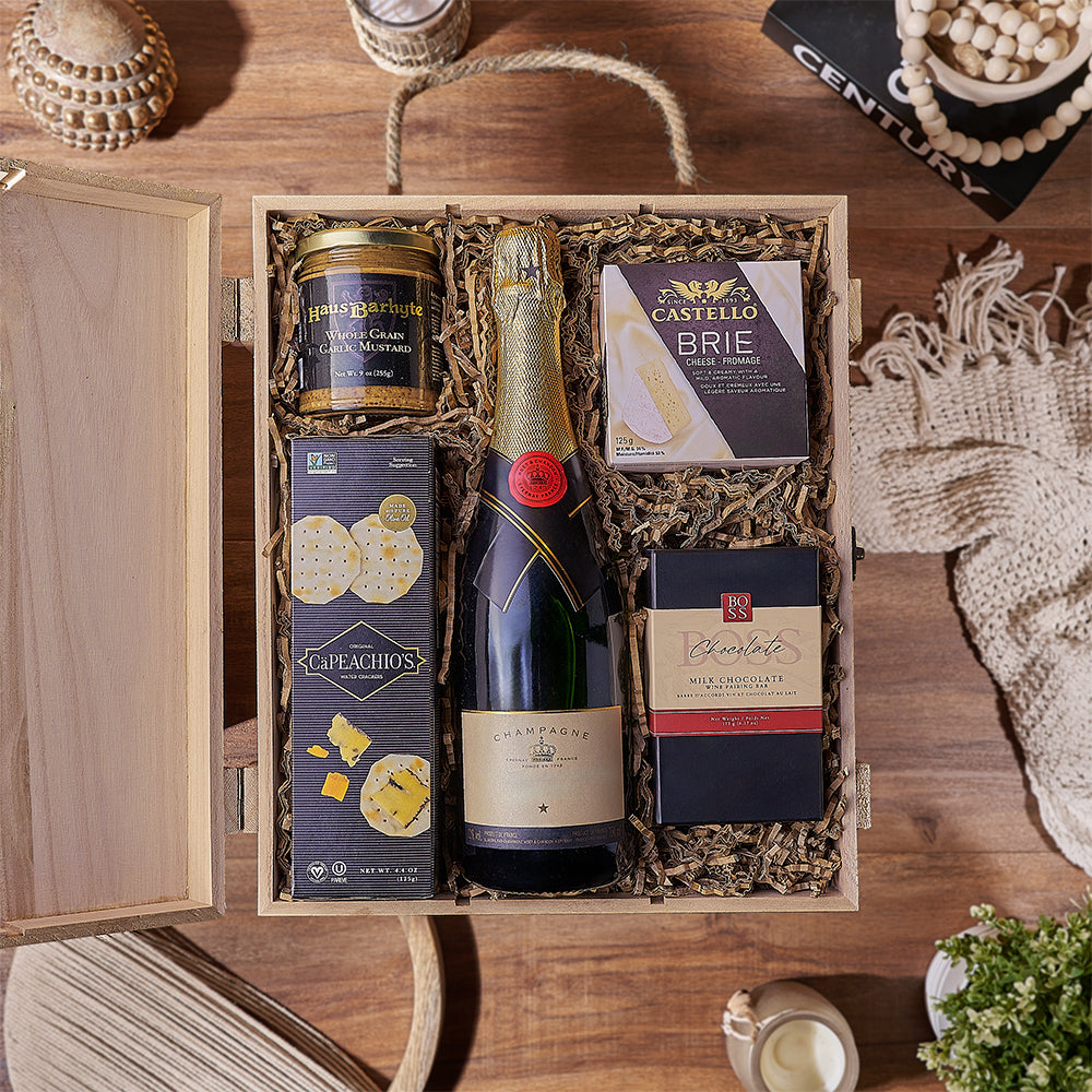 Champagne &amp; Treat Gift Box, champagne gift, champagne, cheese gift, cheese, chocolate gift, chocolate, Vancouver delivery