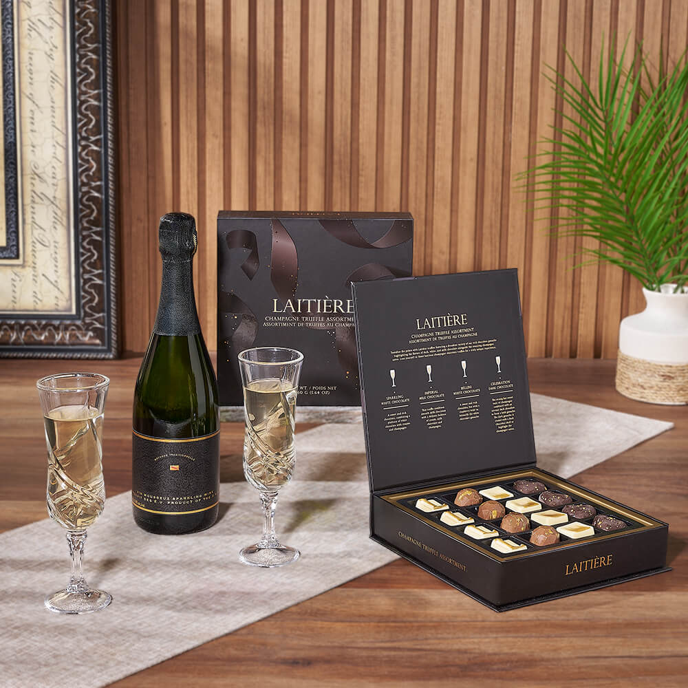Champagne & Truffles for Two Gift, champagne gift, champagne, sparkling wine gift, sparkling wine, chocolate gift, chocolate, Vancouver delivery