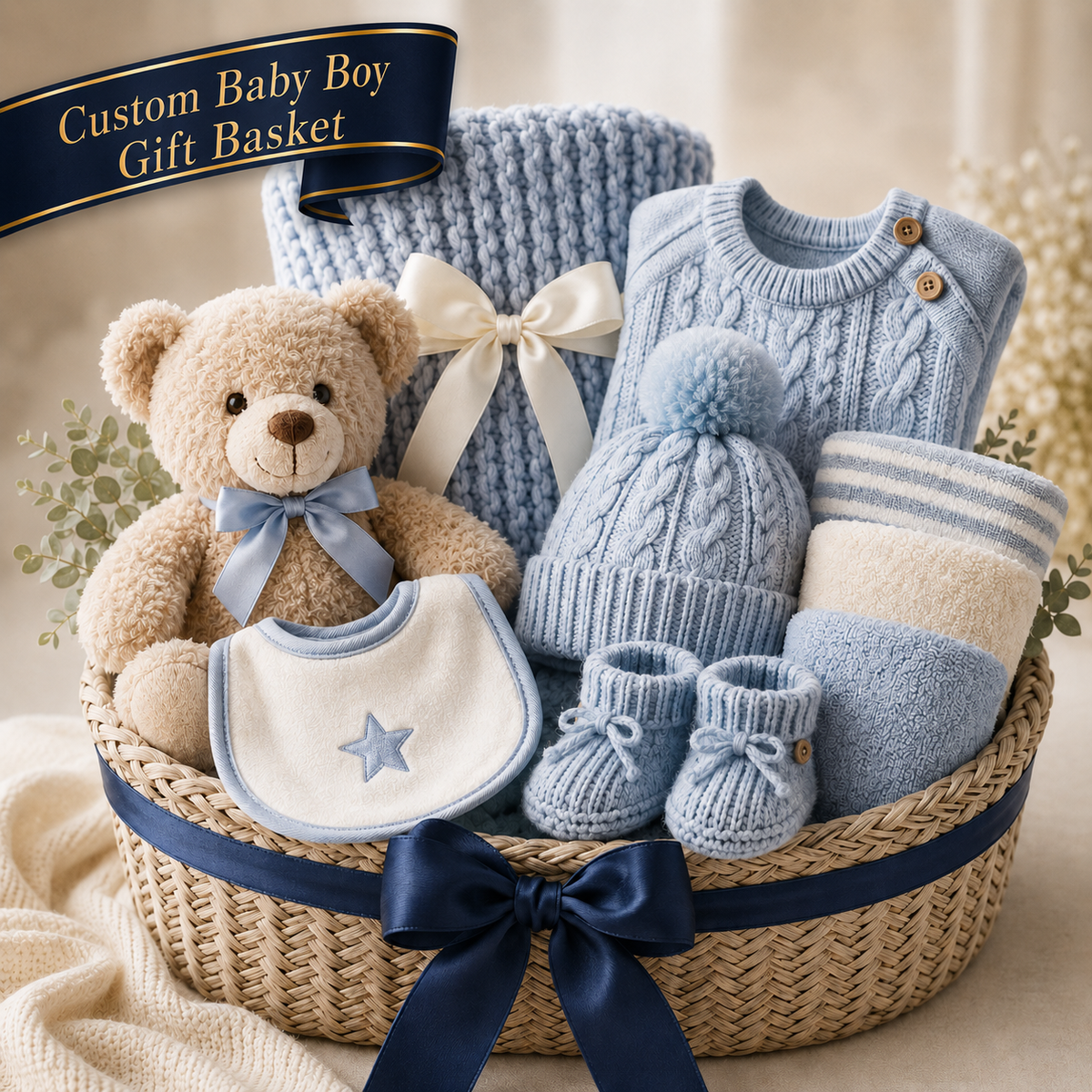 Custom Baby Boy Gift Basket
