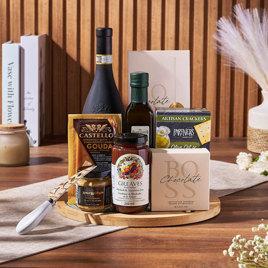 Cheese Board & Wine Gift Set, cheese gift, cheese, wine gift, wine, cheese board gift, cheese board, Vancouver delivery