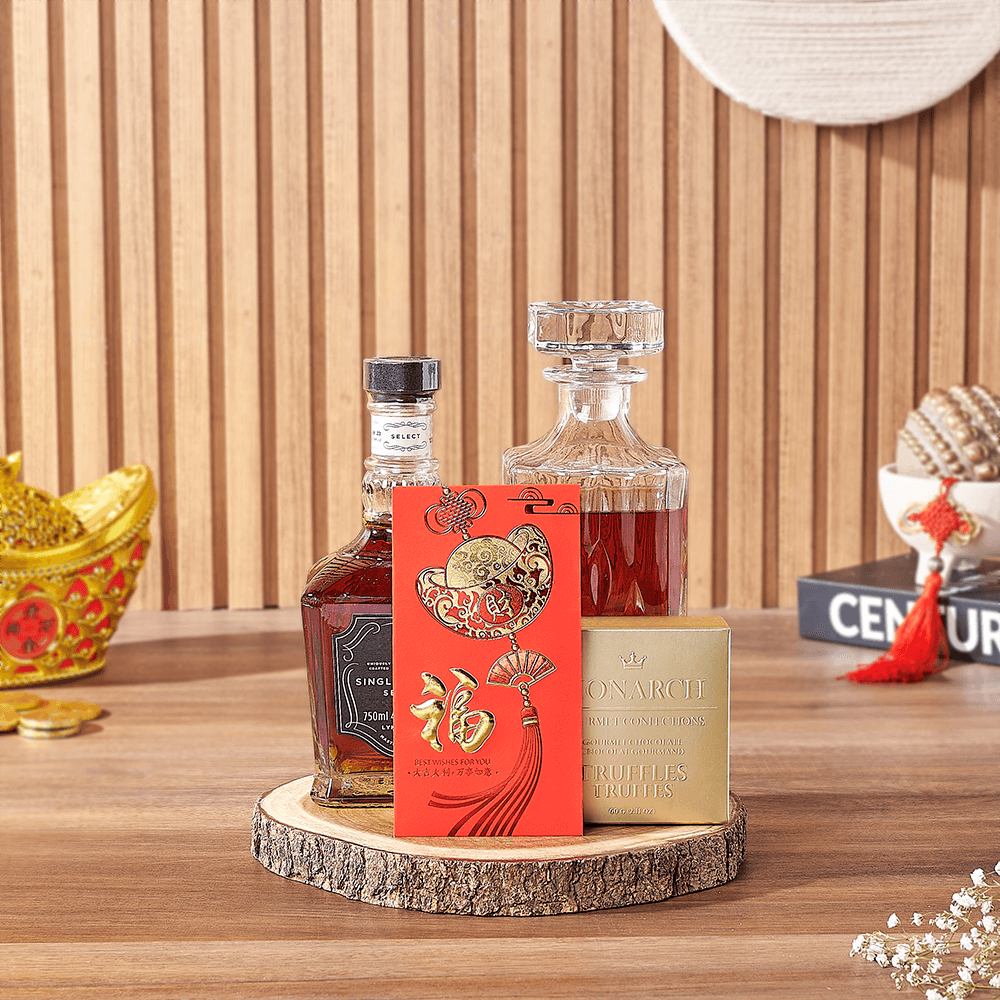 New Year Whiskey and Chocolate Gift – how the gift is presented