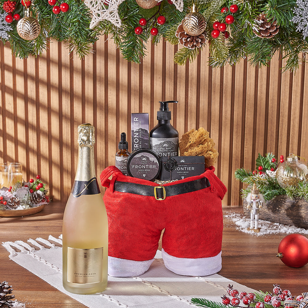 Christmas Champagne &amp; Spa Gift Bag, christmas gift, christmas, champagne gift, champagne, sparkling wine gift, sparkling wine, spa gift, spa, mens spa gift, mens spa, Vancouver delivery