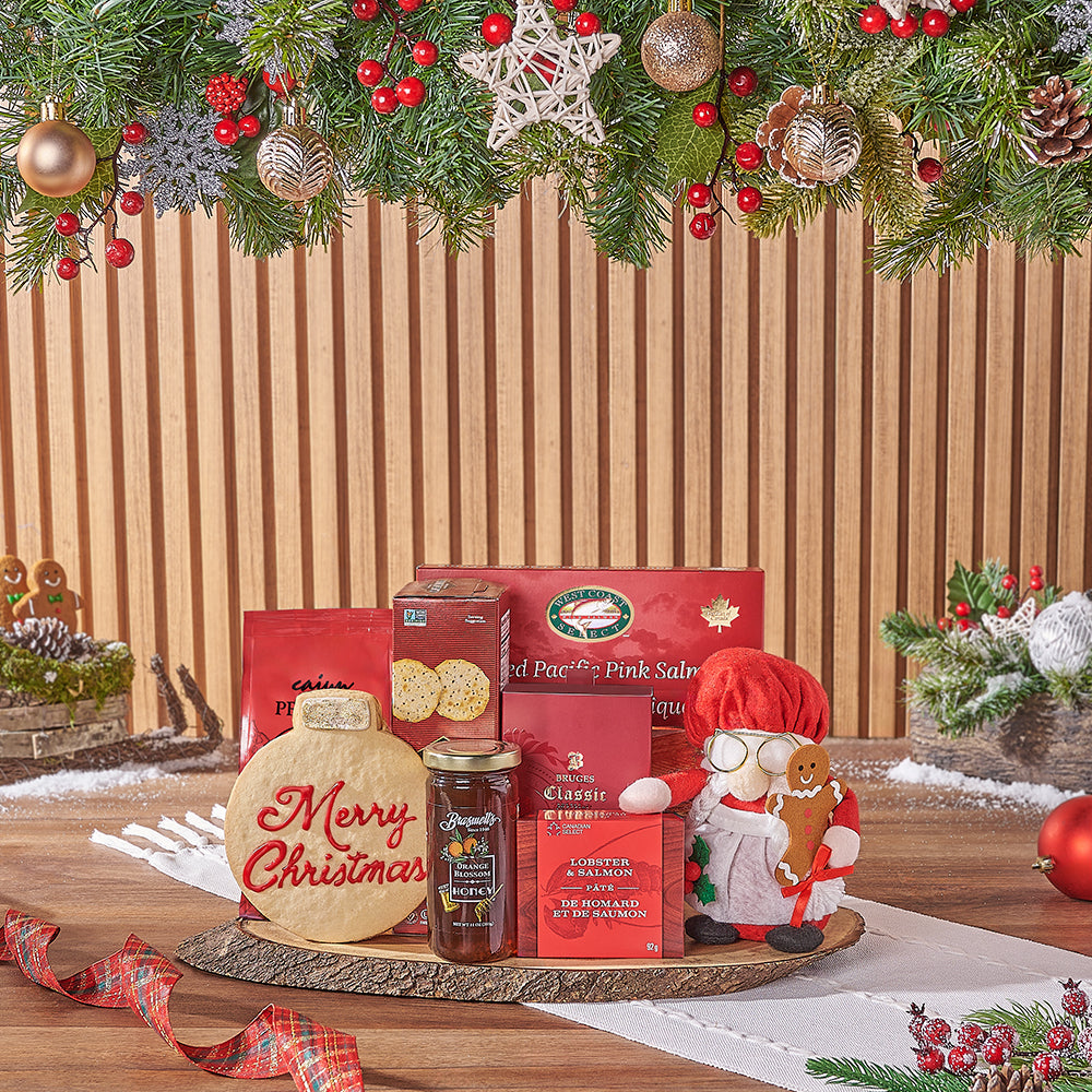 Holiday Smoked Salmon Gift Basket – how the gift is presented