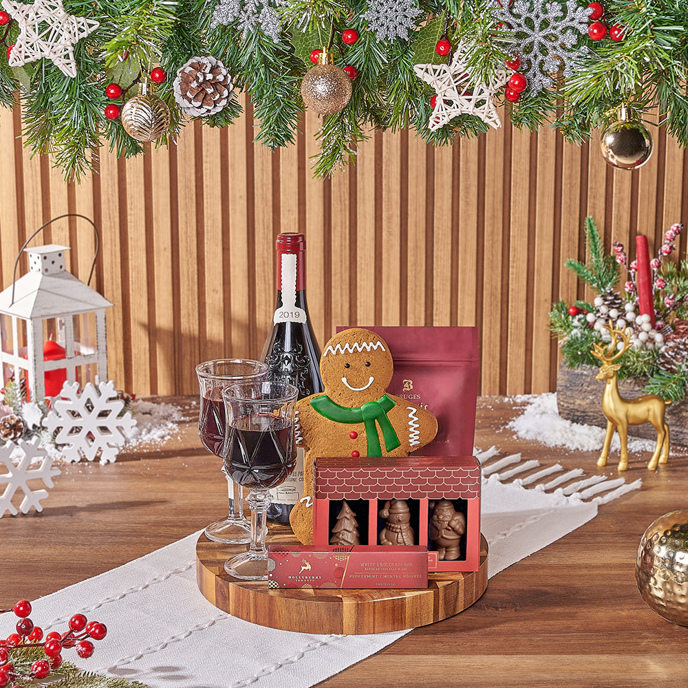 Christmas Wine &amp; Cookie Board, christmas gift, christmas, wine gift, wine, cookie gift, cookie, chocolate gift, chocolate, Vancouver delivery