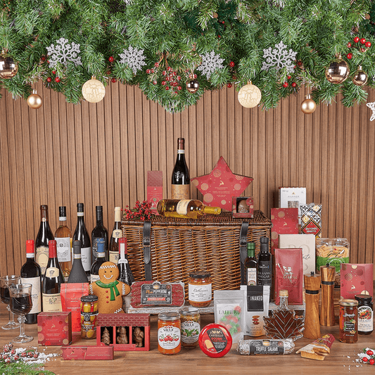 Christmas Wine & Treat Extravaganza Basket, christmas gift, christmas, wine gift, wine, chocolate gift, chocolate, Vancouver delivery
