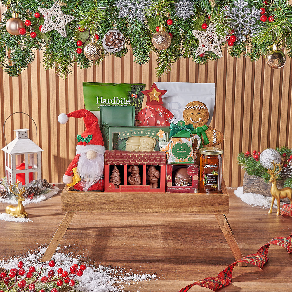 Festive Chocolate and Snack Basket – how the gift is presented