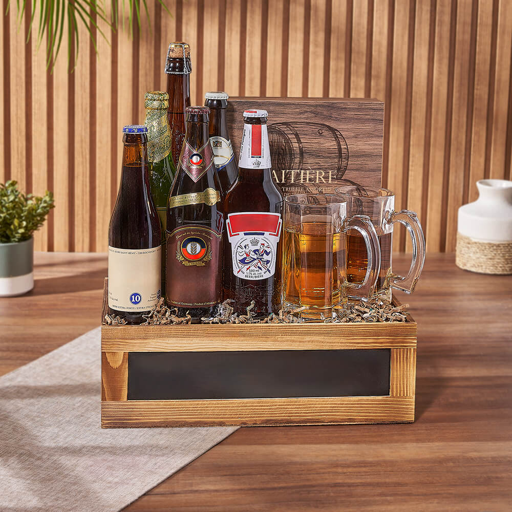 Bourbon Chocolate Truffles Beer Basket – how the gift is presented