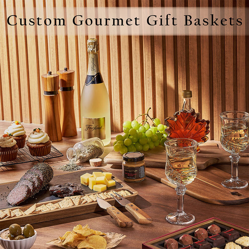 Treat your loved ones to a Custom Gourmet Gift Basket filled with their favorite indulgences, Vancouver delivery 