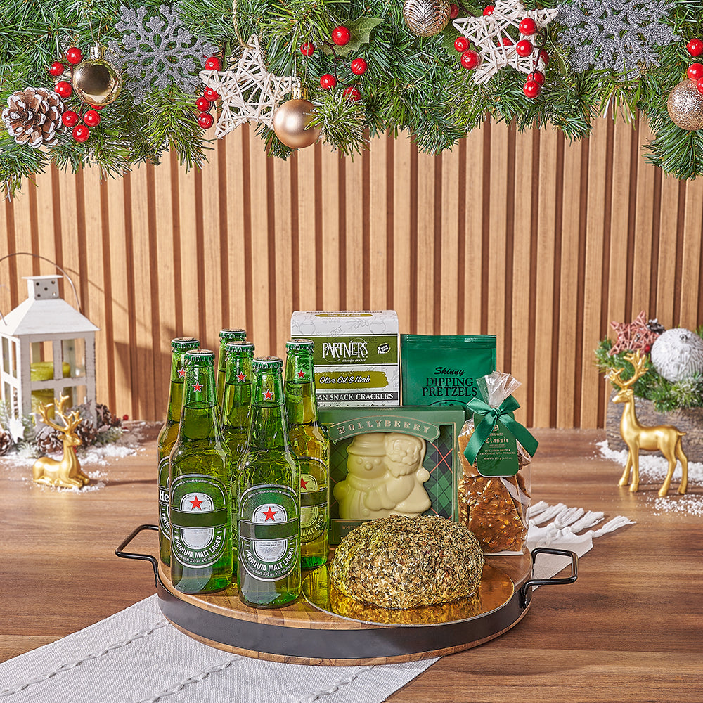 Deluxe Holiday Beer &amp; Cheese Ball Gift Basket, christmas gift, christmas, beer gift, beer, cheeseball gift, cheeseball, Vancouver delivery