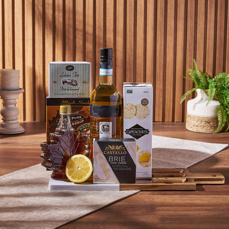 Deluxe Smoked Salmon & Citrus Gift Basket with Wine from Vancouver Baskets - Wine Gift Set - Vancouver Delivery