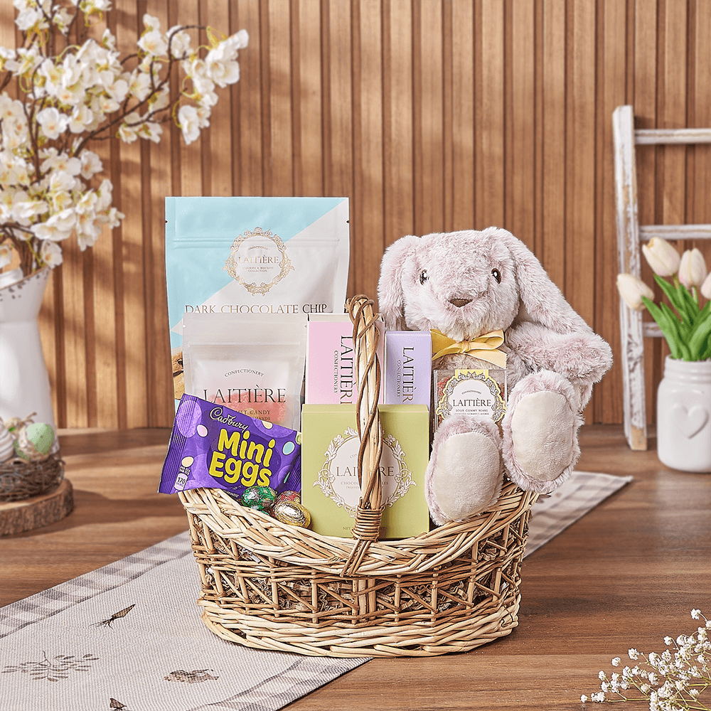 Easter Bunny Candy Basket, easter gift, easter, chocolate gift, chocolate, plush gift, plush, Vancouver delivery