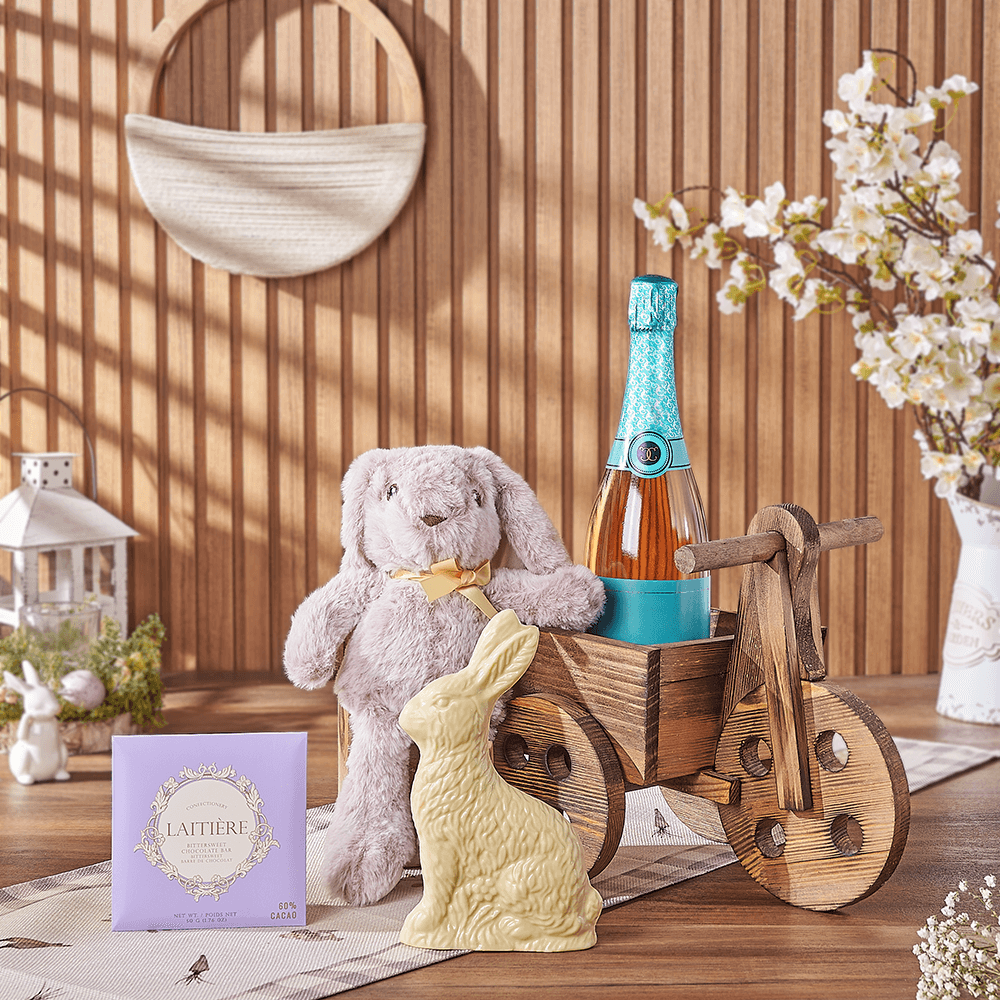 Easter Sparkling Wine and Bunny Gift – how the gift is presented
