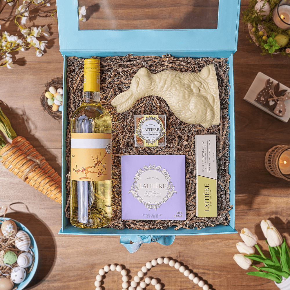 Easter Bunny & Wine Gift Box, wine gift, wine, chocolate gift, chocolate, easter gift, easter, Vancouver delivery