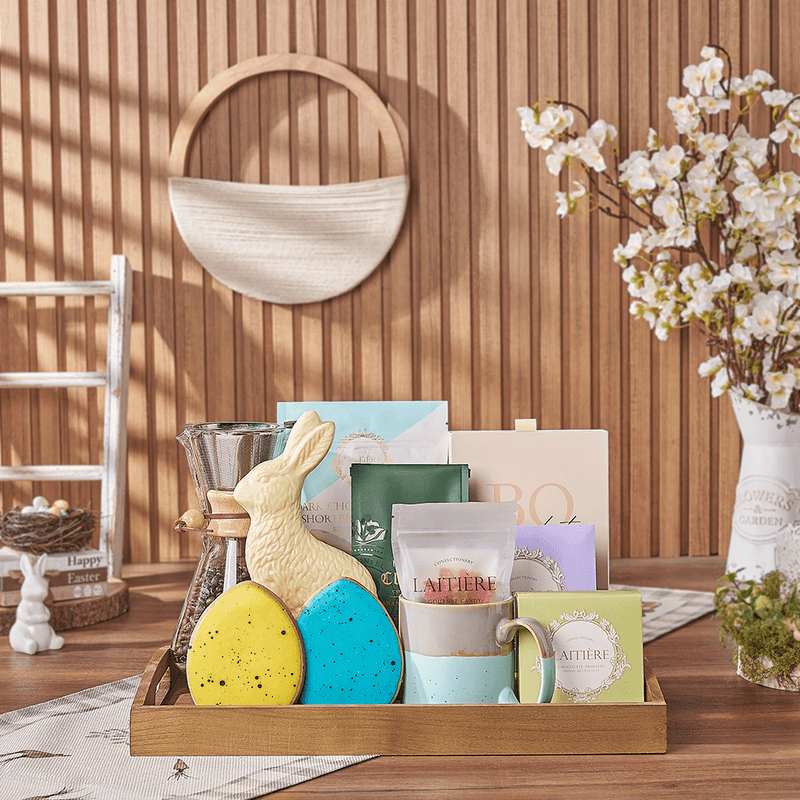 Easter Coffee & Treat Tray, easter gift, easter, chocolate gift, chocolate, cookie gift, cookie, coffee gift, coffee, Vancouver delivery