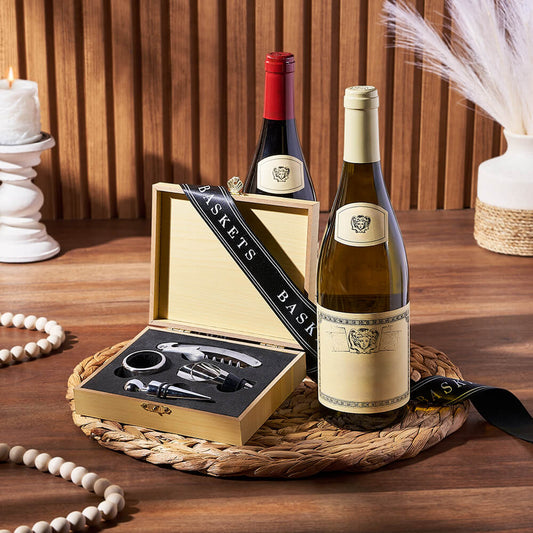 Elegant Wooden Wine Gift Set from Vancouver Baskets - Wine Gift Basket - Vancouver Delivery