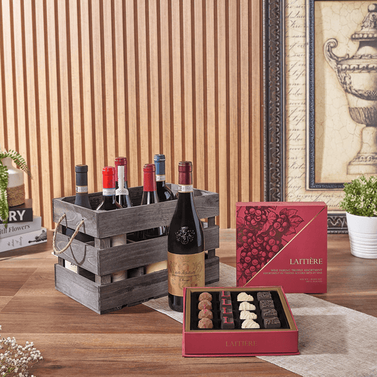Exceptional Wine Gift Crate - Table Wines, wine gift, wine, chocolate gift, chocolate, luxury gift, luxury, Vancouver delivery