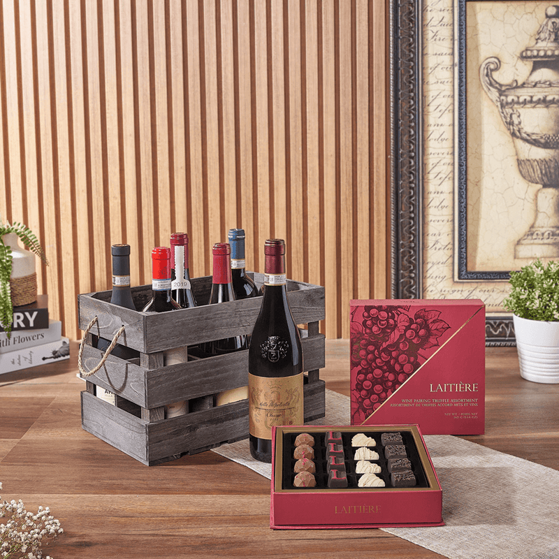 Exceptional Wine Gift Crate - Table Wines, wine gift, wine, chocolate gift, chocolate, luxury gift, luxury, Vancouver delivery