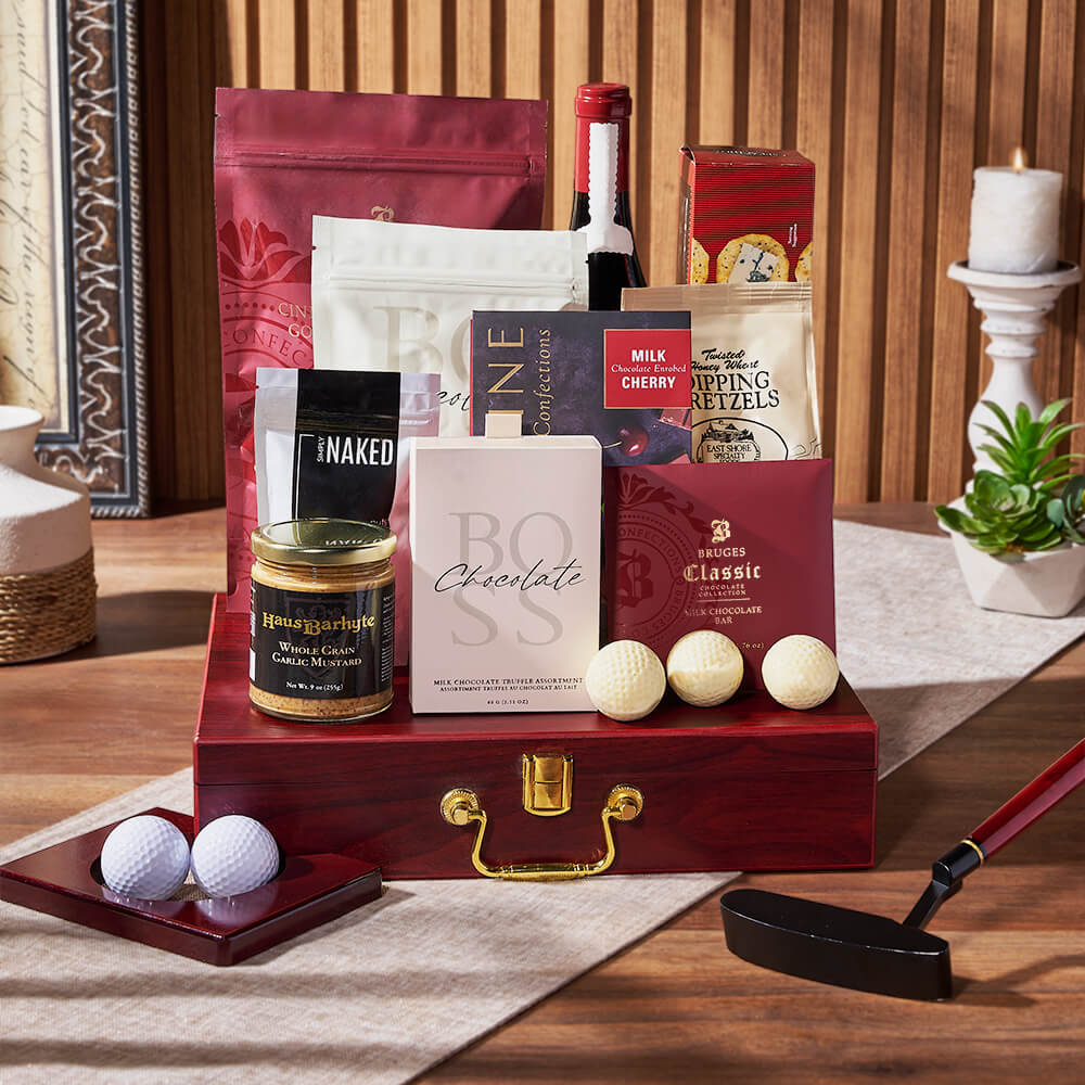 Executive Golf Wine &amp; Snack Gift Set, wine gift, wine, chocolate gift, chocolate, golf gift, golf, Vancouver delivery