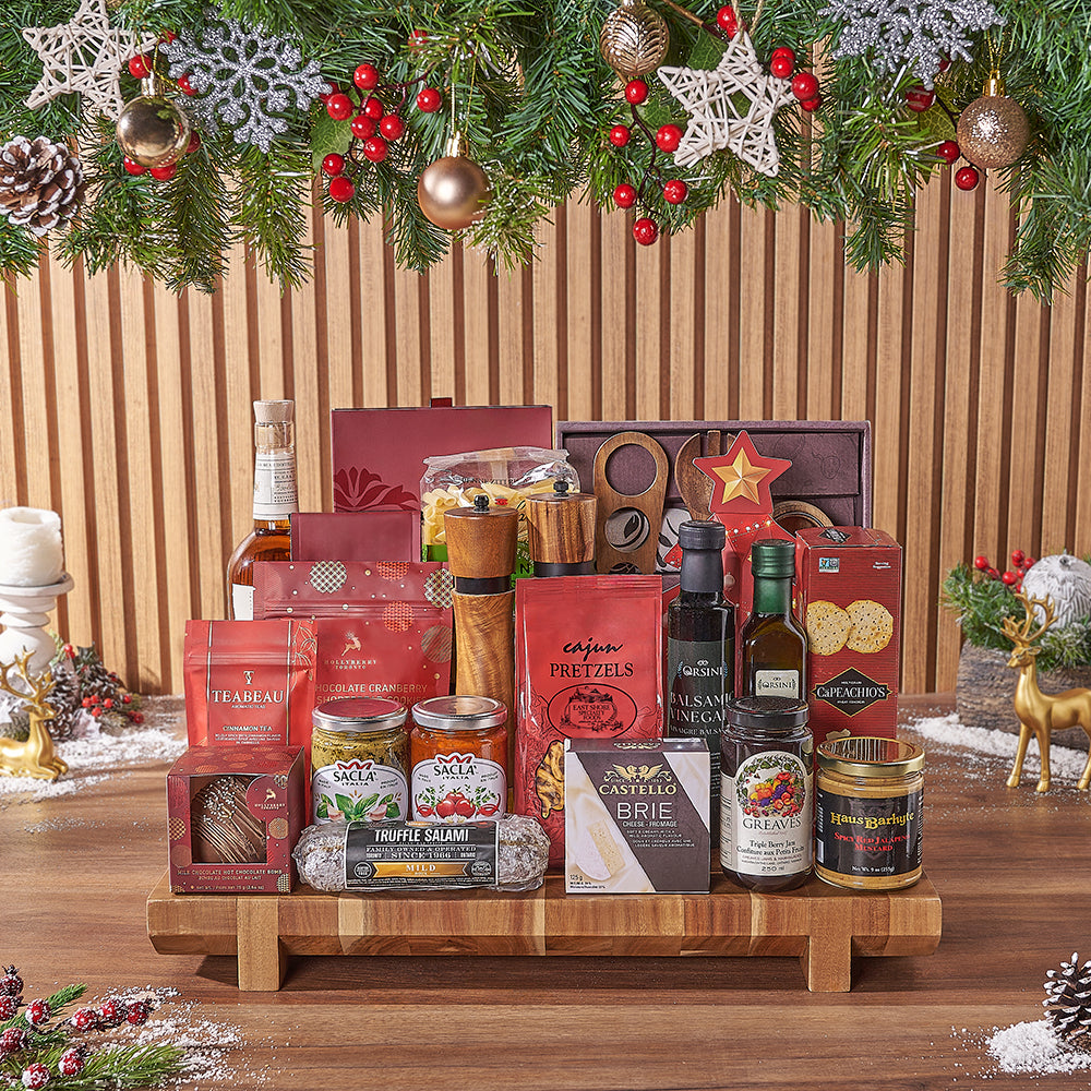 Festive Spirits &amp; Treat Board, liquor gift, liquor, chocolate gift, chocolate, christmas gift, christmas, pasta gift, pasta, Vancouver delivery