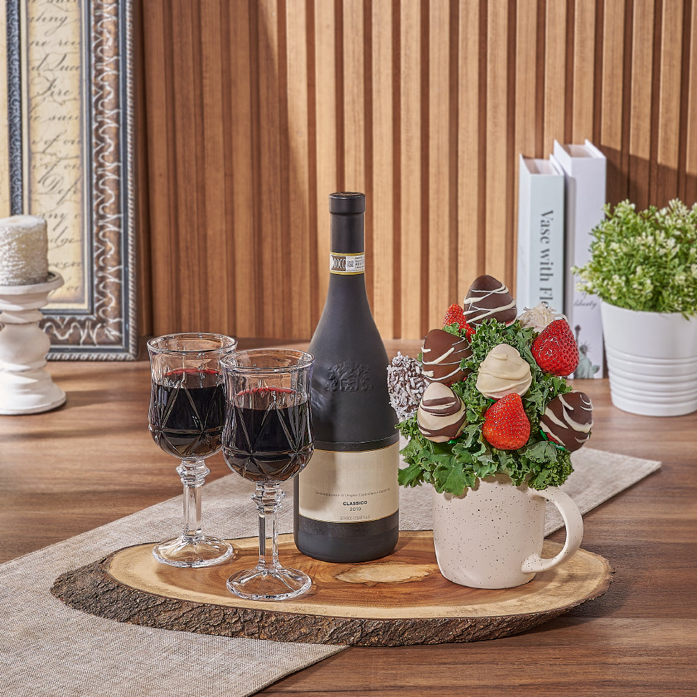 Fresh Chocolate Strawberry Mug &amp; Wine Gift, wine gift, wine, chocolate dipped strawberry gift, chocolate dipped strawberry, Vancouver delivery