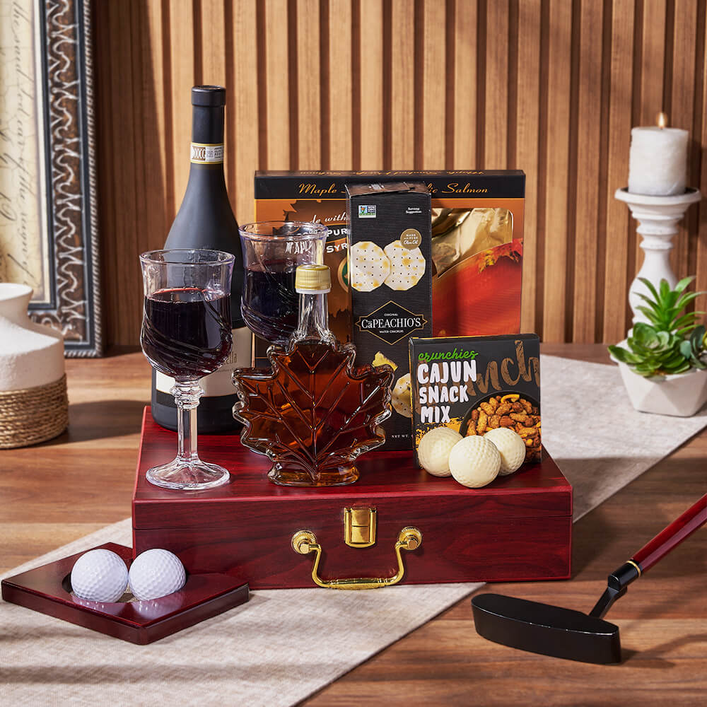 Golf Practice & Wine Gift, wine gift, wine, seafood gift, seafood, golf gift, golf, putting gift, putting, Vancouver delivery