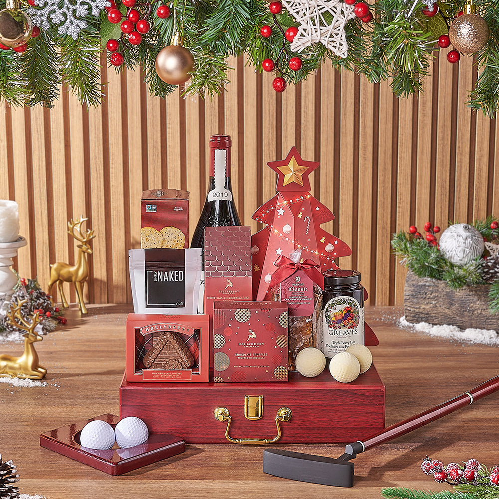 Wine Gift Basket in Christmas Box – how the gift is presented