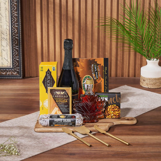 Gourmet Cheese & Champagne Gift Basket, champagne gift, champagne, sparkling wine gift, sparkling wine, seafood gift, seafood, Vancouver delivery