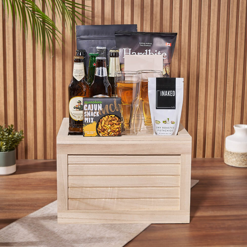 Wooden Crate Beer Gift Basket – how the gift is presented