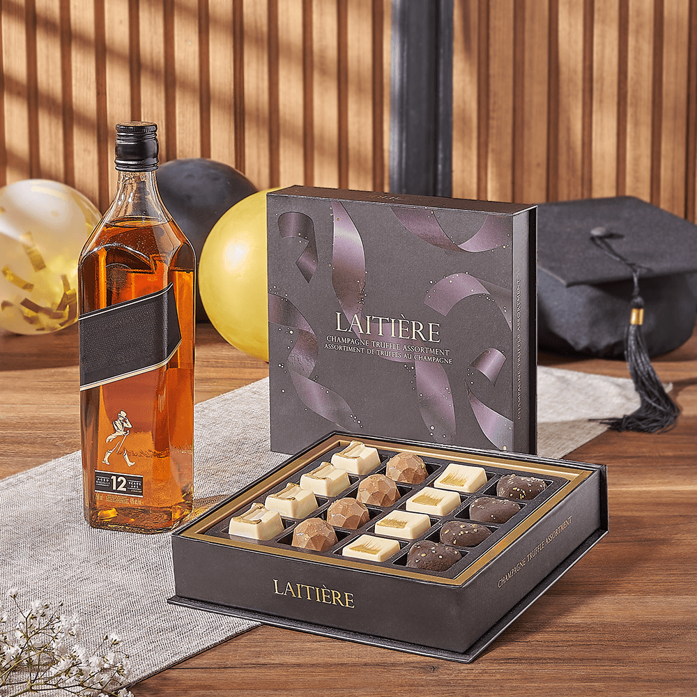 Graduation Spirits & Truffle Gift, graduation gift, graduation, liquor gift, liquor, chocolate gift, chocolate, Vancouver delivery