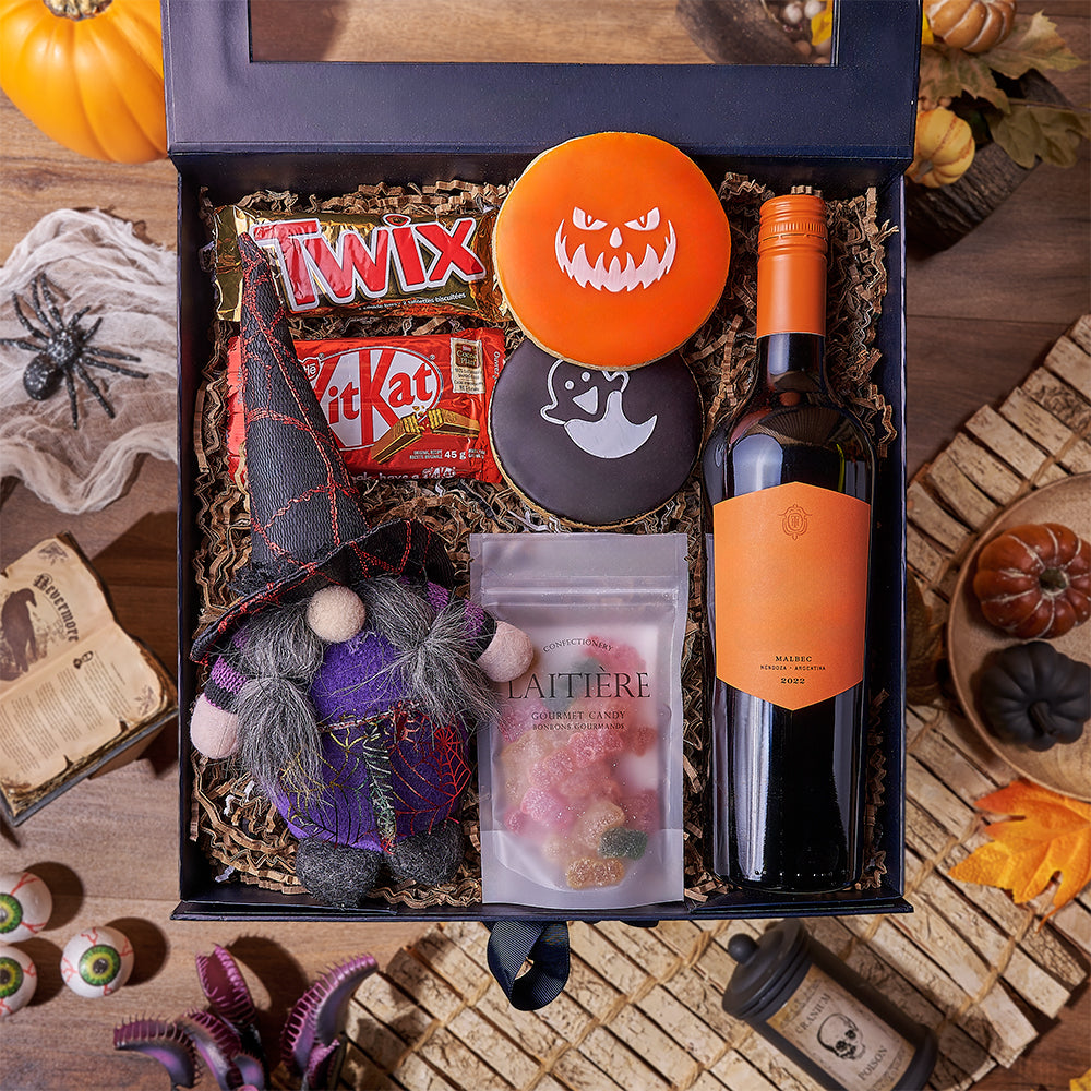 Halloween Wine &amp; Treats Box, wine gift, wine, cookie gift, cookie, halloween gift, halloween, Vancouver delivery