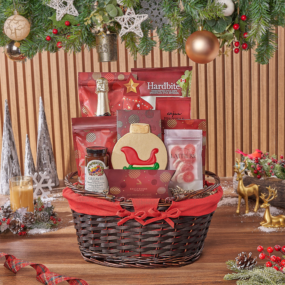Holiday Champagne &amp; Snack Basket, champagne gift, champagne, sparkling wine gift, sparkling wine, christmas gift, christmas, Vancouver delivery