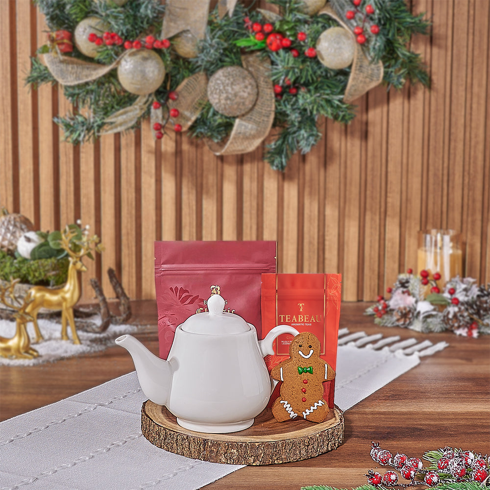 Holiday Tea &amp; Cookies Gift Basket, tea gift, tea, cookie gift, cookie, Christmas gift, christmas, Vancouver delivery
