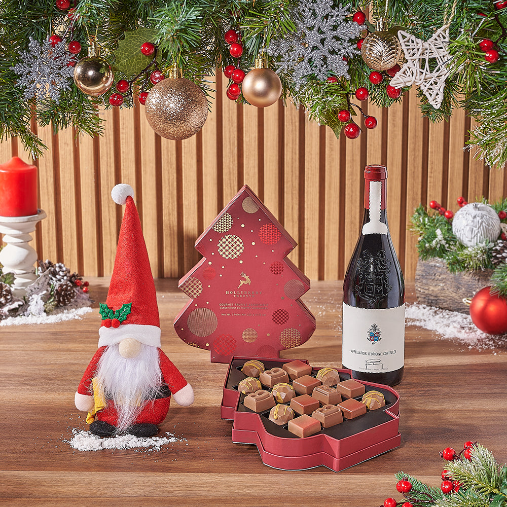 Holiday Wine &amp; Santa Gift Basket, wine gift, wine, chocolate, gift, chocolate, Christmas gift, christmas, Vancouver delivery