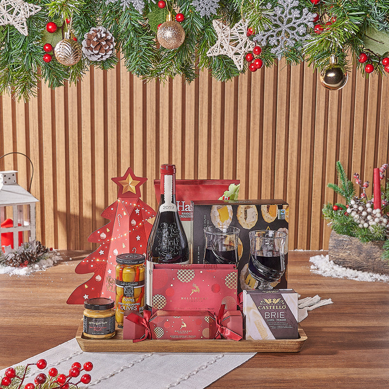 Holiday Wine & Treats Gift Basket, christmas gift, christmas, wine gift, wine, chocolate gift, chocolate, Vancouver delivery