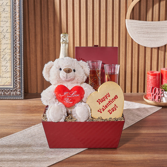 Kingsway Valentine’s Day Basket from Vancouver Baskets - Champagne Gift Set - Vancouver Delivery