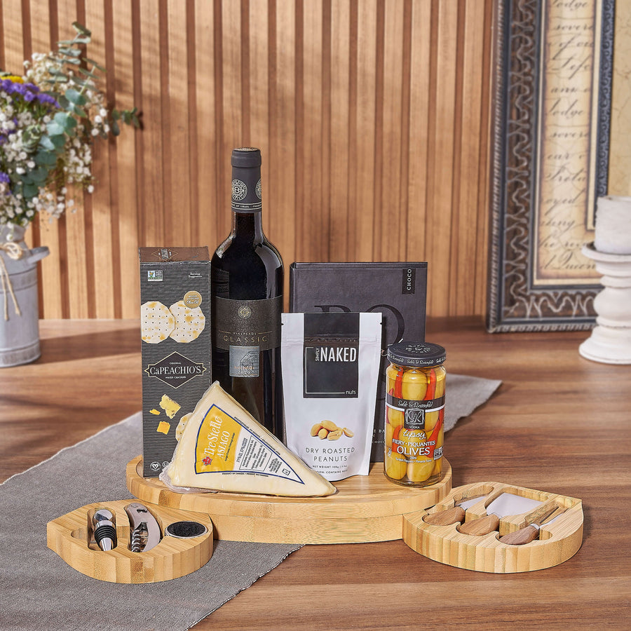 Kosher Wine & Cheese Party Gift, wine gift, wine, cheese gift, cheese, chocolate gift, chocolate, Vancouver delivery