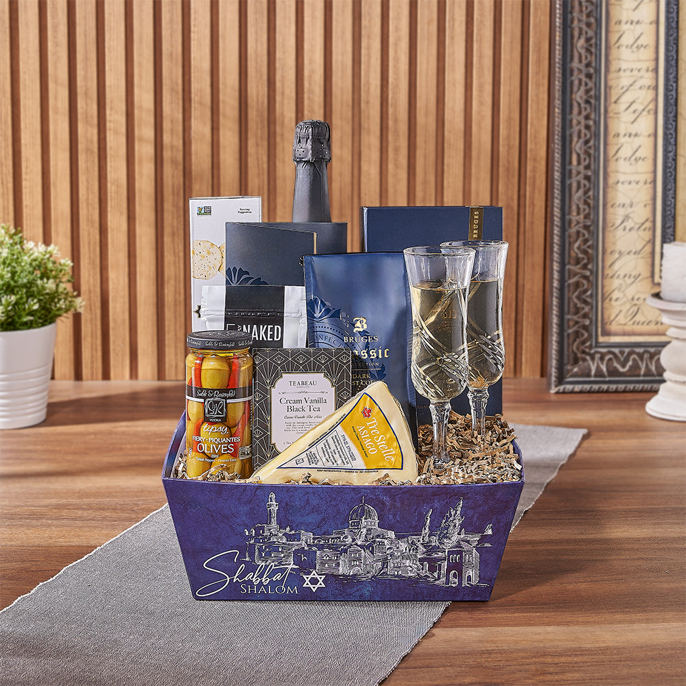 Kosher Sparkling Wine Gift Tray – how the gift is presented
