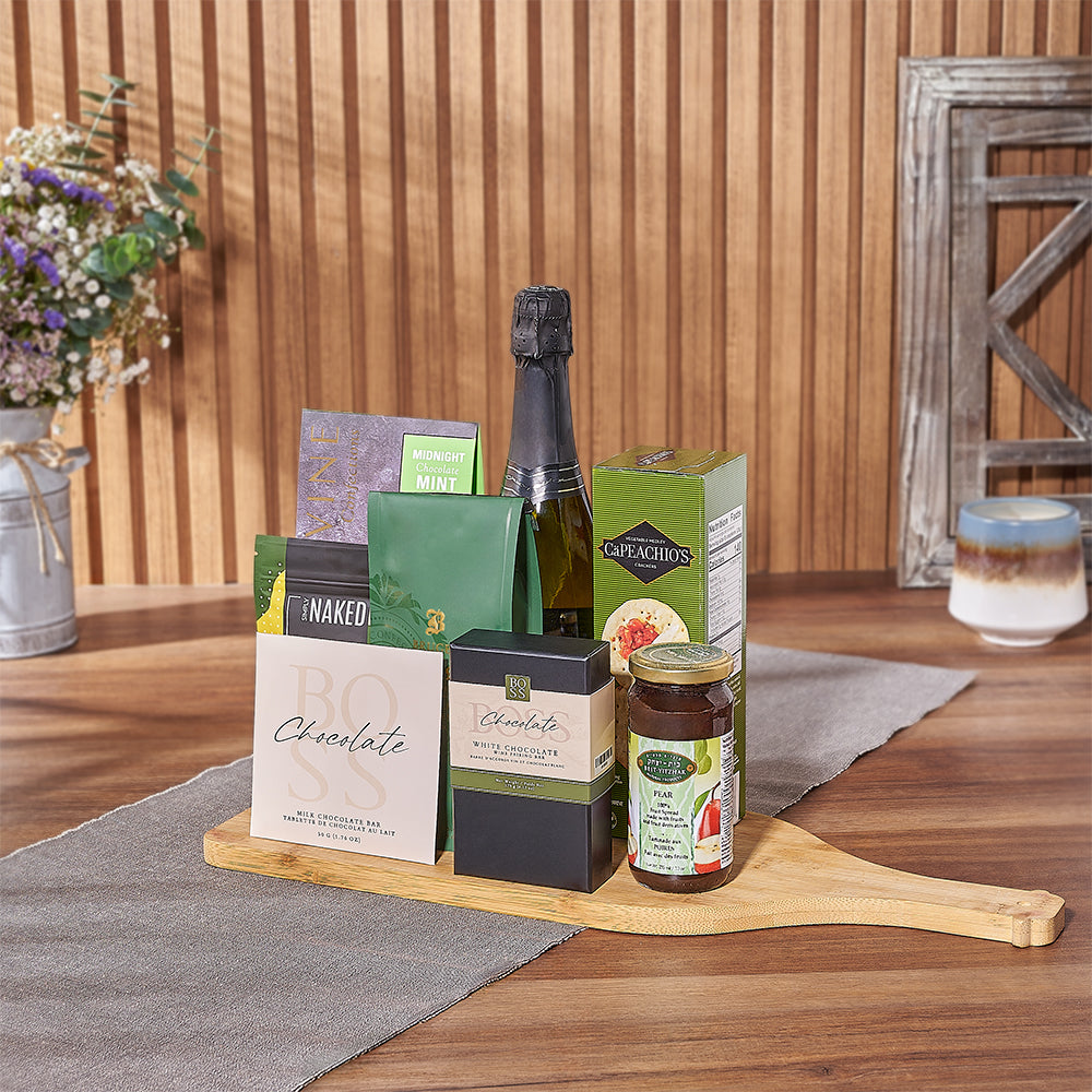 Kosher Champagne &amp; Snacks Gift Basket from Vancouver Baskets - Champagne Gift Set - Vancouver Delivery