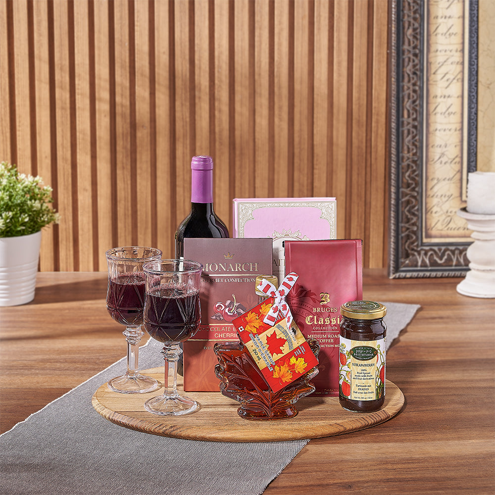 Kosher Wine Gift Basket with Coffee – how the gift is presented