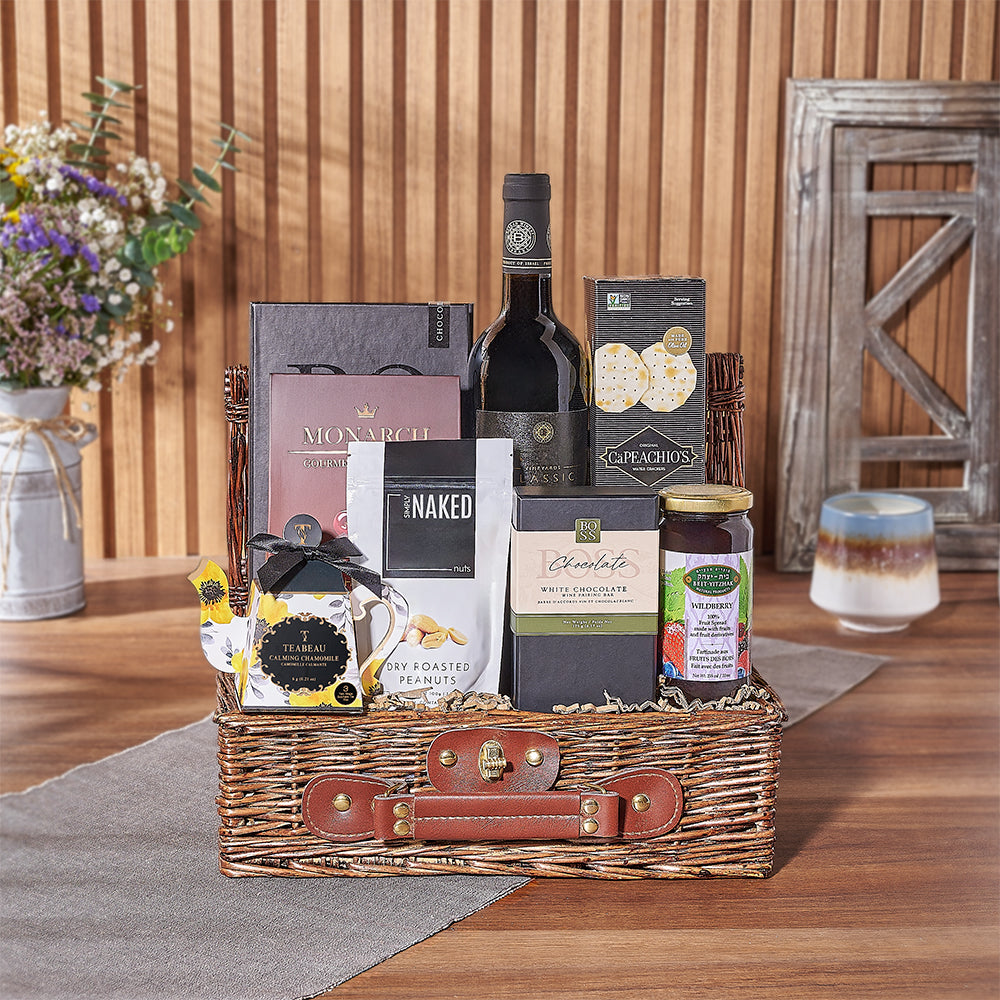 Kosher Wine &amp; Snacks Basket from Vancouver Baskets - Wine Gift Set - Vancouver Delivery